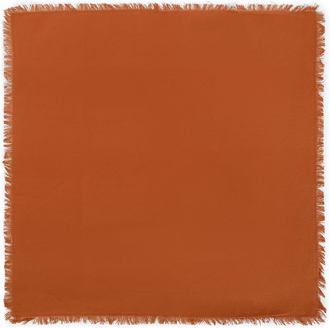 Lightnpro Cotton Napkins Set of 12, Beautiful Handmade Fringe Dinner Cloth Napkins, Washable and Reusable for Dining, Parties, Weddings, Holiday & Everyday Use - 18x18 Inch Rust Color
