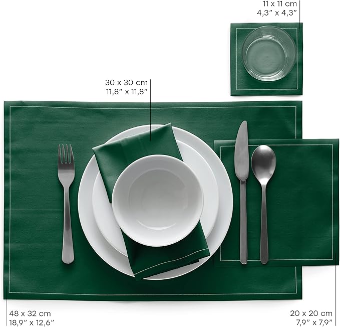Cotton Cocktail Napkin - 4.3 x 4.3 in - 50 units per roll - English Green