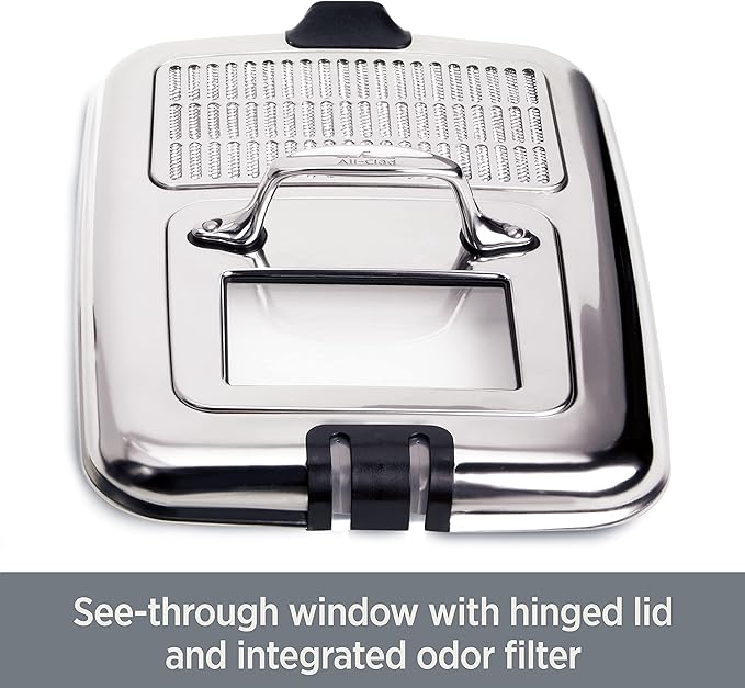 All-Clad Electric Deep Fryer with Basket and Lid, Stainless Steel Deep Fryer for Home Use, 1700W, Dishwasher Safe