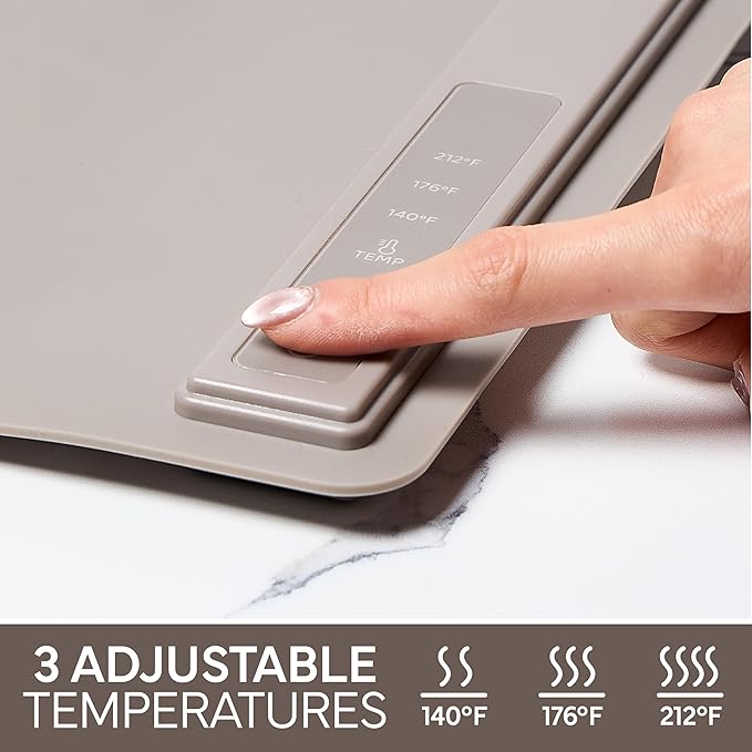 COOK WITH COLOR 350W Electric Food Warming Mat - Portable, Adjustable, Quick Heating Auto Shut-Off, Rollable Silicone Pad