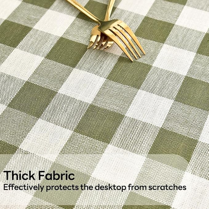 Gingham Table Cloth for Square Tables Green Checkered Plaid Tablecloth Heavy Duty Cotton Blend Washable & Wrinkle Table Cover for Outdoor Kitchen Dining Picnic Camping (60x60 Inch)