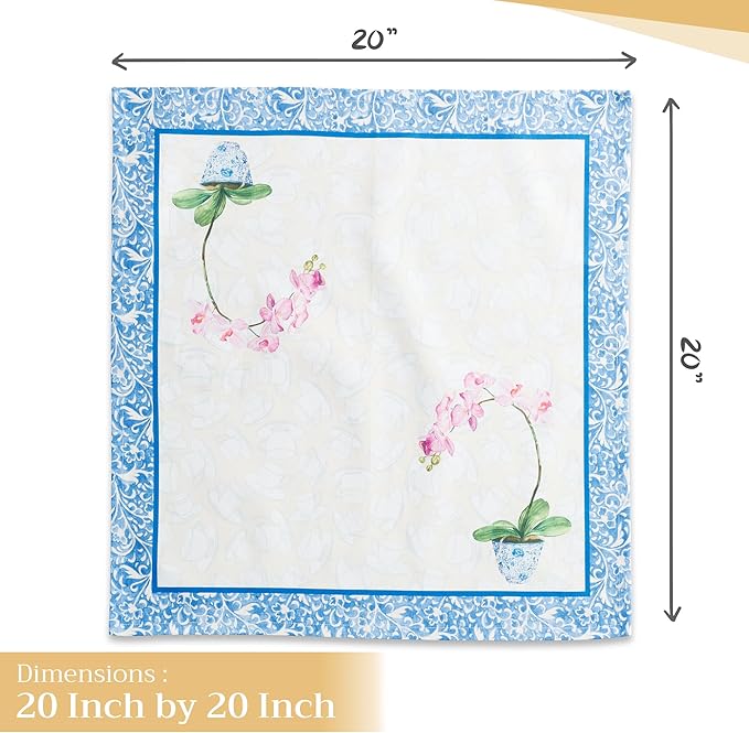 Maison d' Hermine Cloth Napkins Set of 4 100% Cotton Everyday Reusable Square Napkins Cloth Washable Dinner Party Wedding Restaurant Valentines Day Decorations Spring/Summer (Canton, 20" x 20")