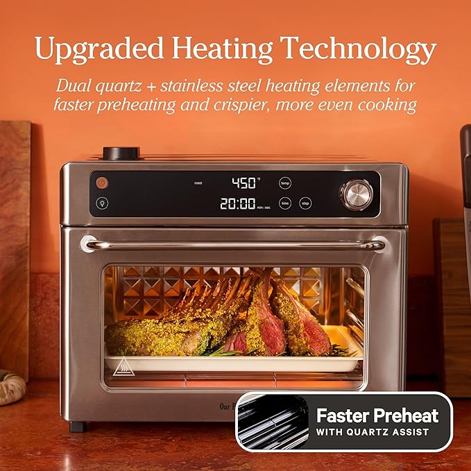 Our Place Large Wonder Oven | 6-in-1 Stainless Steel Air Fryer Toaster Oven Combo with Basket, Rack, Pan & Tray | 3-Rack, 32 QT, Large Capacity - Toast, Roast, Bake, Reheat, Broil & Steam | Blue Salt