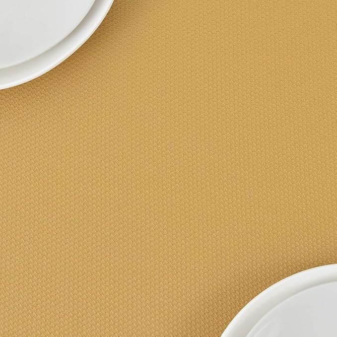 maxmill Textured Rectangular Tablecloth Water Resistance Antiwrinkle Spillproof Soft Jacquard Table Cloth for Dining Room, Buffet Banquet Parties and Holiday Dinners, 60 x 104 Inch, Ochre Yellow