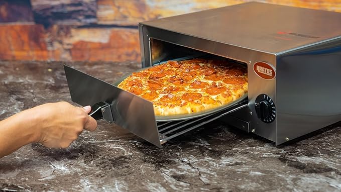 Kratos Commercial Countertop Pizza Oven | Stainless Steel Electric Pizza/Snack Oven with Timer | Fits 12" Pizzas, 120V, 1450 Watts | For Commercial and Home Use (29M-004)