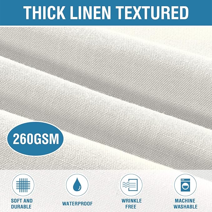 H.VERSAILTEX Linen Textured Table Cloths Rectangle 60 x 120 Inch Premium Solid Tablecloth Spill-Proof Waterproof Table Cover for Dining Buffet Feature Extra Soft and Thick Fabric Wrinkle Free, Ivory