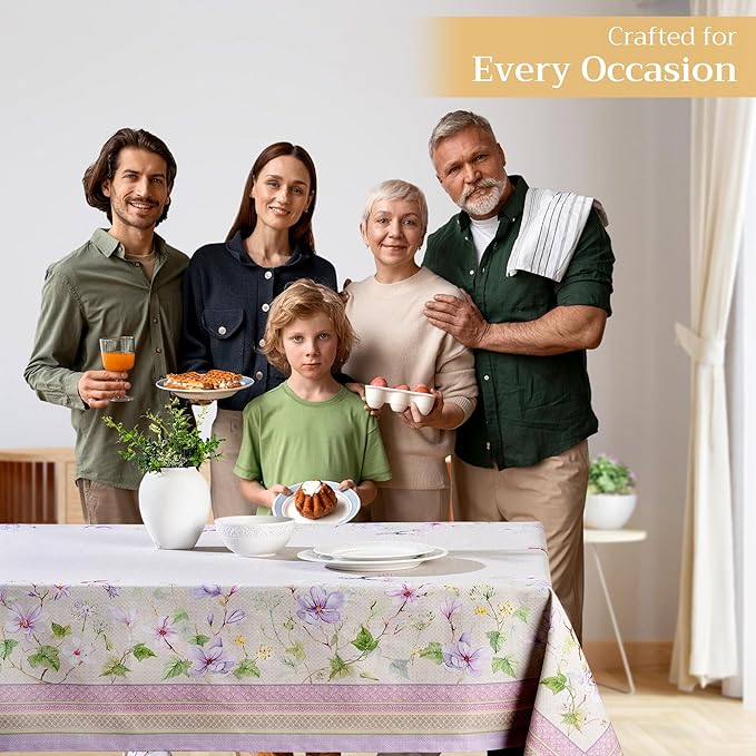 Maison d' Hermine Table Cloth Rectangle Table 100% Cotton 60 x 90 Inches Tablecloth Reusable Decorative for Dining Room Farmhouse Home Valentines Day Decorations Spring Summer - Magnolia Mornings