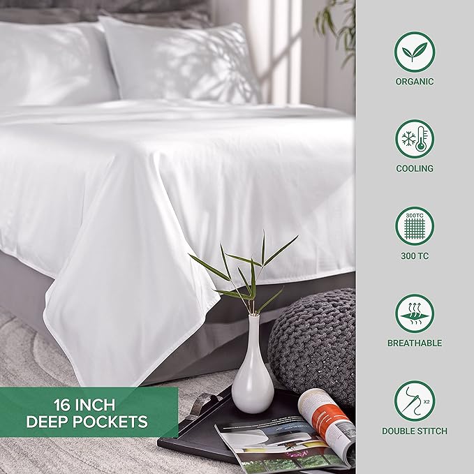 Pure Bamboo Twin Sheets, Genuine 100% Organic Viscose Derived from Bamboo Bed Sheet Set, Luxuriously Soft & Cooling, Double Stitching, 2 Year Quality Promise (Twin, Birch)