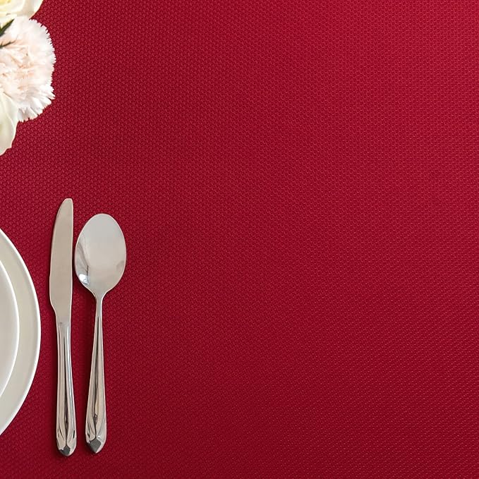 maxmill Jacquard Square Tablecloth Waterproof Spillproof Wrinkle Resistant Soft Textured Table Cloth for Dinner and Party Washable Polyester Fabric, Indoor and Outdoor Use, 60 x 60 Inch, Red