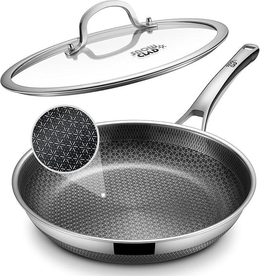 Non Stick Frying Pans, 12-inch with Lid, Hybrid Frying Pans Nonstick Upgrade,non stick Skillets Stainless Steel, Dishwasher & Oven-Safe, Induction Compatible Cooking Pan, PFOA Free Cookware