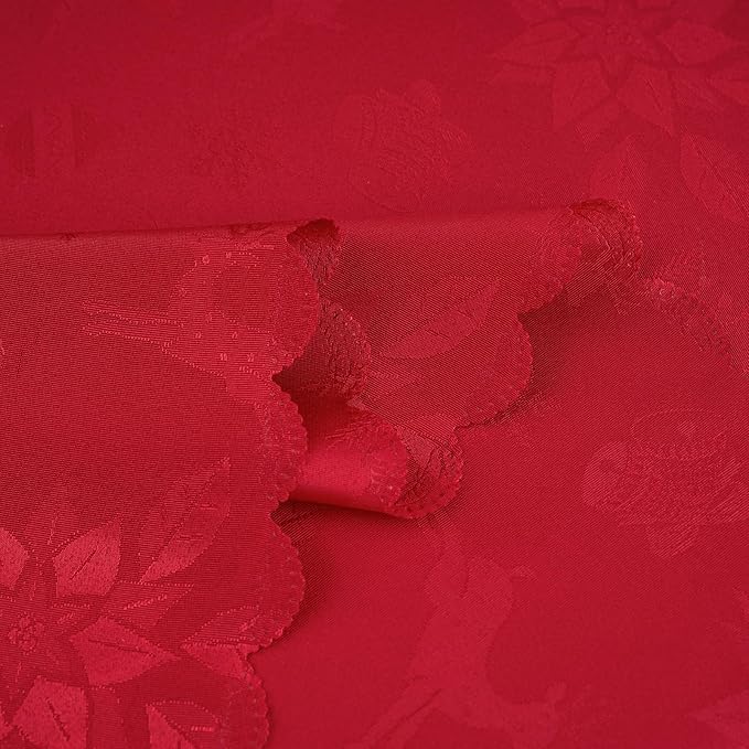 New Year Christmas Rectangle Tablecloth Red Jacquard Fabric Table Cloth Waterproof Washable Decorative Soft Table Cover for Kitchen Dinning Buffet Holiday Party(60X84 in)