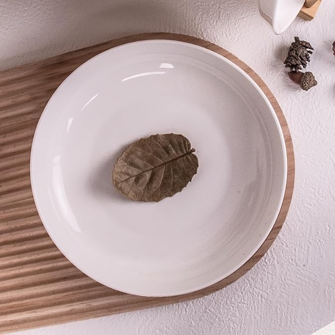 QUANSHANGJUSet of 6 Dinner Plates 8 Inch, White Porcelain Plates, Microwave Oven Dishwasher Safe Scratch Resistant