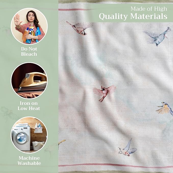 Maison d' Hermine Cloth Napkins Set of 4 100% Cotton Everyday Reusable Square Napkins Cloth Washable Dinner Party Wedding Restaurant Valentines Day Decorations Spring/Summer (Flying Birds, 20" x 20")