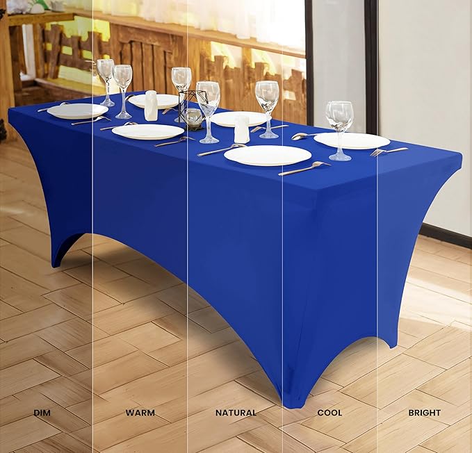 Utopia Kitchen Spandex Tablecloth 2 Pack [4FT, Royal Blue] Tight, Fitted, Washable and Wrinkle Resistant Stretch Table Cloth Rectangle Cover for Trade Show, Weddings & Parties [48Lx30Wx30H Inch]