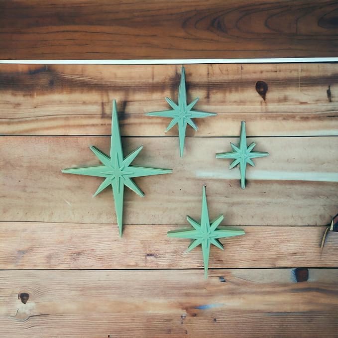 Midcentury Modern Vintage Style Atomic Star Bursts Fridge Magnets Art Refrigerator Kitchen Décor 1960s Retro Stars 50s Home Office MCM (Mint)