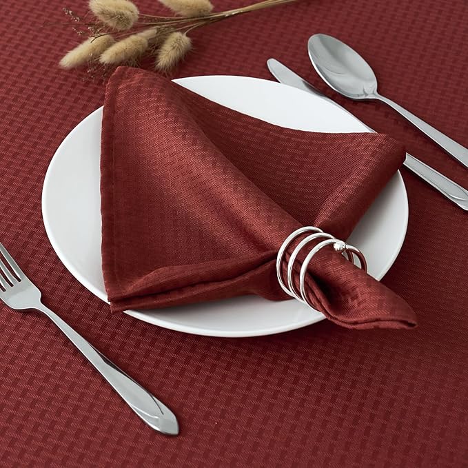 maxmill Fall Cloth Napkins 20 x 20 Inch Weaved Pattern Soft Comfortable and Luxury Serviette for Harvest Thanksgiving Family Dinners Weddings Parties and Banquets Set of 4 Pieces, Rustic Brick