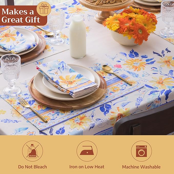 Maison d' Hermine Cloth Napkins Set of 4 100% Cotton Everyday Reusable Square Napkins Cloth Washable Dinner Party Wedding Restaurant Valentines Day Decorations Spring/Summer (Girassol, 20" x 20")