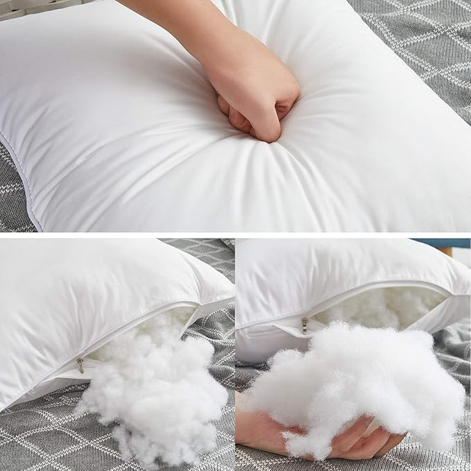Oubonun 30 x 30 Pillow Inserts (Set of 2) - Euro Pillows with 100% Cotton Cover - 30 Inch Square Interior Sofa Pillow Inserts - Decorative Pillow Insert Pair - White Couch Pillow
