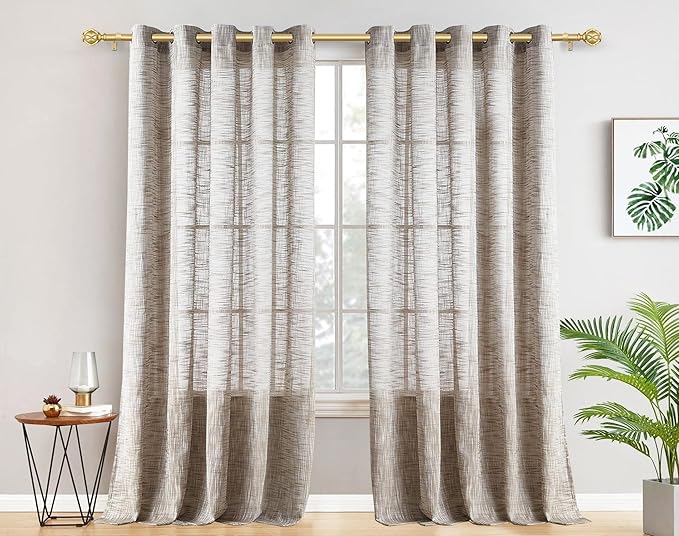 Curtain Rods 2 Pack 32 to 58 Inch, HOTOZON Curtain Rods for Windows, 3/4 Inch Single Splicing Drapery Rod with Netted Finials, Antique Gold