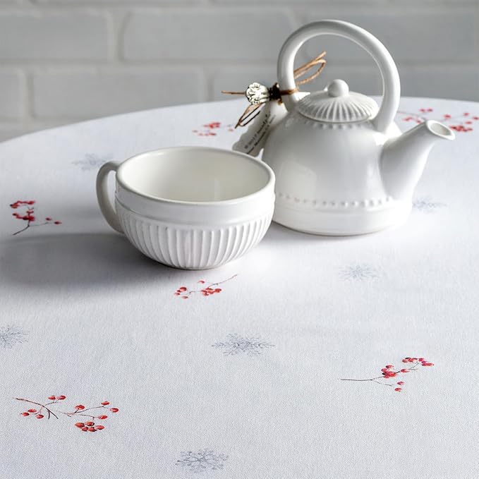 Maison d' Hermine Table Cloth Round Table 100% Cotton 63 Inches Fall Tablecloth Reusable Everyday Use for Thanksgiving Christmas Decorations Dining Farmhouse Party (Fairy Tale Forest)