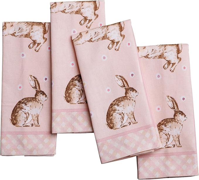 Maison d' Hermine Cloth Napkins Set of 4 100% Cotton Everyday Reusable Square Napkins Cloth Washable Dinner Party Wedding Restaurant Valentines Day Decorations Spring/Summer (Easter, 18" x 18")