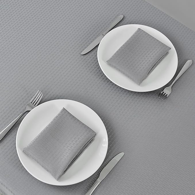 maxmill Cloth Napkins Weaved Texture Pattern Soft Comfortable and Luxury Serviette for Restaurant Family Dinners Weddings Parties and Banquets Set of 4 Pieces, 20 x 20 Inch Light Grey