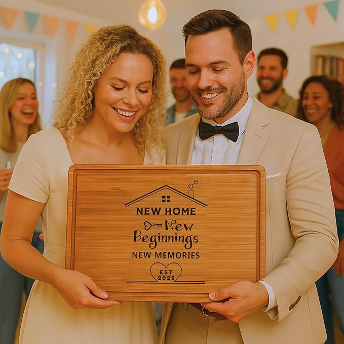 Personalized Housewarming Gifts - New Homeowner Cutting Board Gifts, Real Estate Closing Gift for Client, First Time House Buyers, Home Buyers, New Apartment & Neighbor Realtor, Valentines Day Gifts