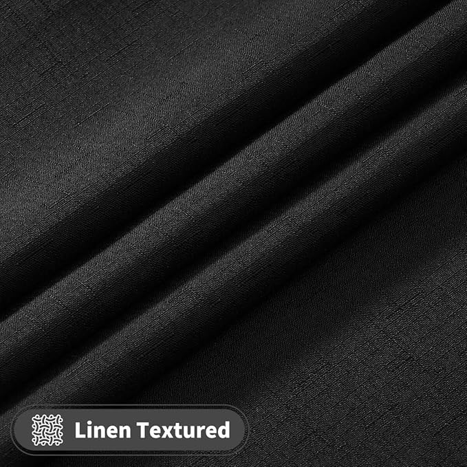 Faux Linen Tablecloths for Rectangle Tables, Burlap Textured Table Cloths Washable Farmhouse Table Cover Water Resistant for Dining, Wedding, Outdoor(Black, 60"×104")