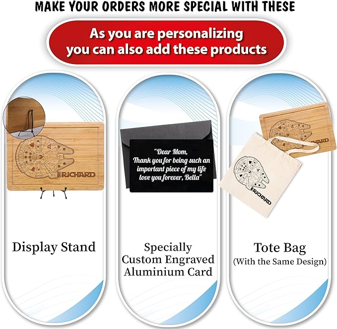 Millenium Falcon Cutting Board, Fathers Day Present, Personalized Stars War Charcuterie - Serving Board, Custom Dad Gift, Custom Engraved Wood Plate, Unique Design, USA Star Waars Board