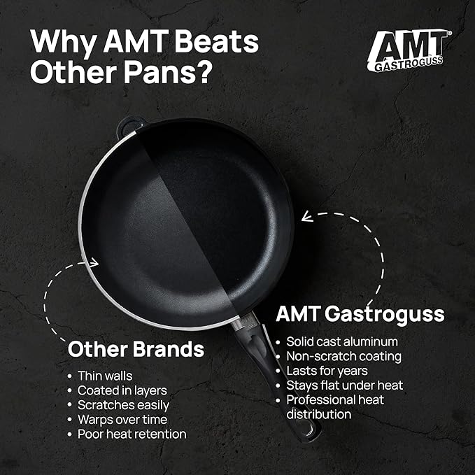 AMT Gastroguss The World´S [.] Frying pan Induction, Diameter 28 cm, Height 5 cm, cast Aluminium (Aluminium), Lotan® Non-Stick Coating for Fat-Free-Frying, AMZN-I-528-US
