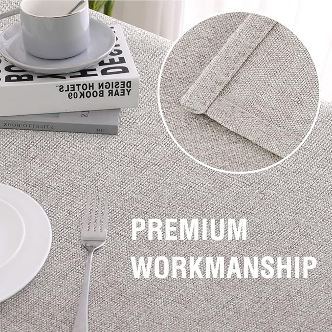 H.VERSAILTEX Linen Textured Tablecloth 54 x 54 Waterproof Decorative Table Cloth Spill-Proof Linen Look Cover for Party Table Extra Soft and Thick Fabric Wrinkle Free, Heather Taupe