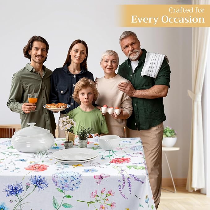 Maison d' Hermine Table Cloth Rectangle Table 100% Cotton 70 x 120 Inches Tablecloth Reusable Decorative for Dining Room Farmhouse Home Valentines Day Decorations Spring Summer - Just Floral