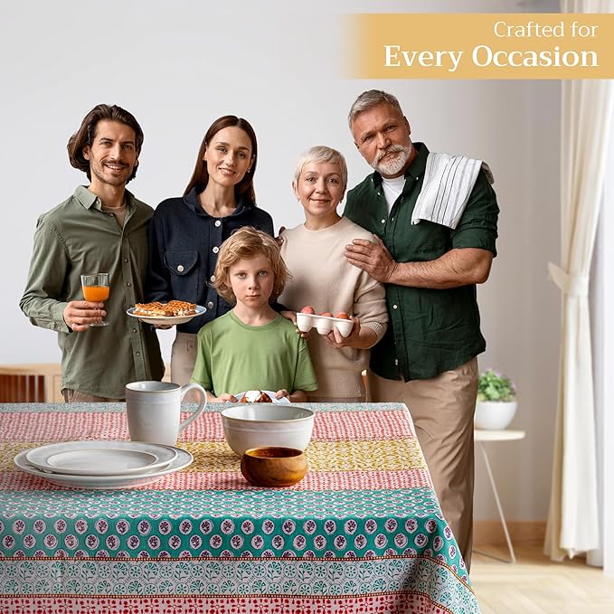 Maison d' Hermine Table Cloth Rectangle Table 100% Cotton 60 x 120 Inches Tablecloth Reusable Decorative for Dining Room Farmhouse Home Valentines Day Decorations Spring Summer - Provence