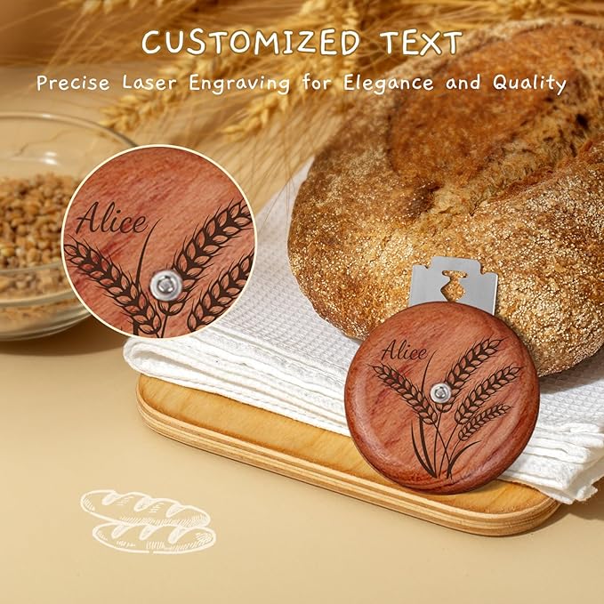 Personalized UFO Bread Lame Engraved Dough Scoring Tool with Name for Sourdough Artisan Bread Baguettes Ergonomic Design Stainless Steel Blade Gift for Home Bakers & Baking Enthusiasts (Moon)