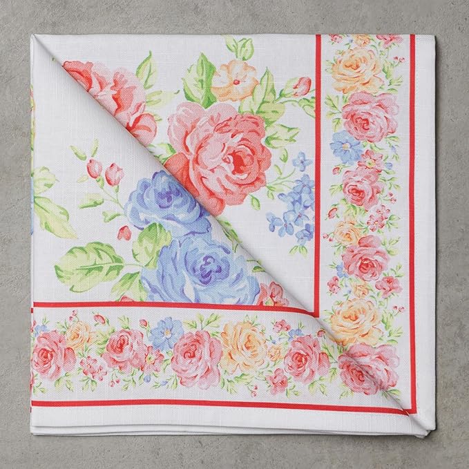 Maison d' Hermine Cloth Napkins Set of 4 100% Cotton Everyday Reusable Square Napkins Cloth Washable Dinner Party Wedding Restaurant Valentines Day Decorations Spring/Summer(Vintage Floral, 20" x 20")