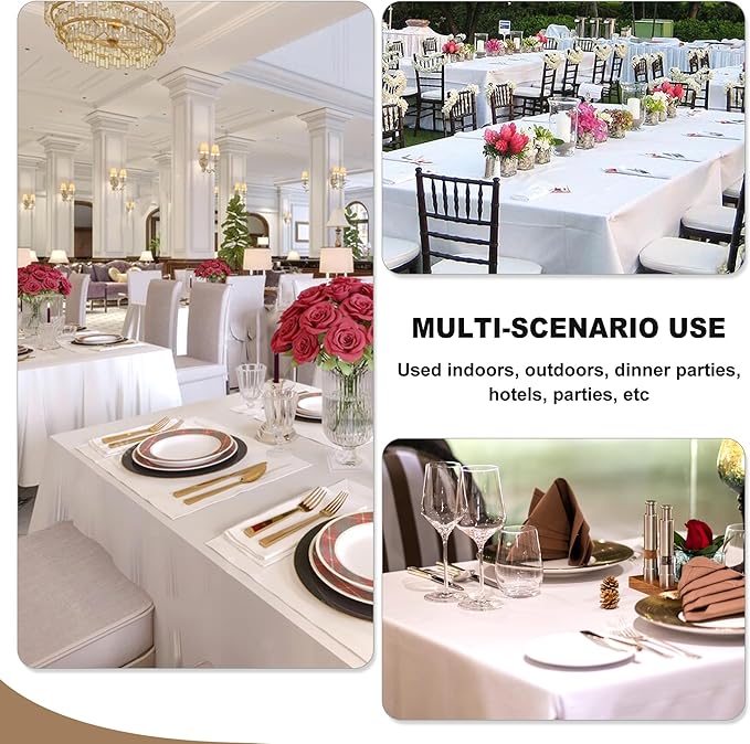 Fitable White Table Clothes for Rectangle Tables, 6 Pack - 90 x 132 Inch - Reusable and Elegant Tablecloths, Polyester Fabric Table Covers for Wedding, Party, Banquet, Formal Events