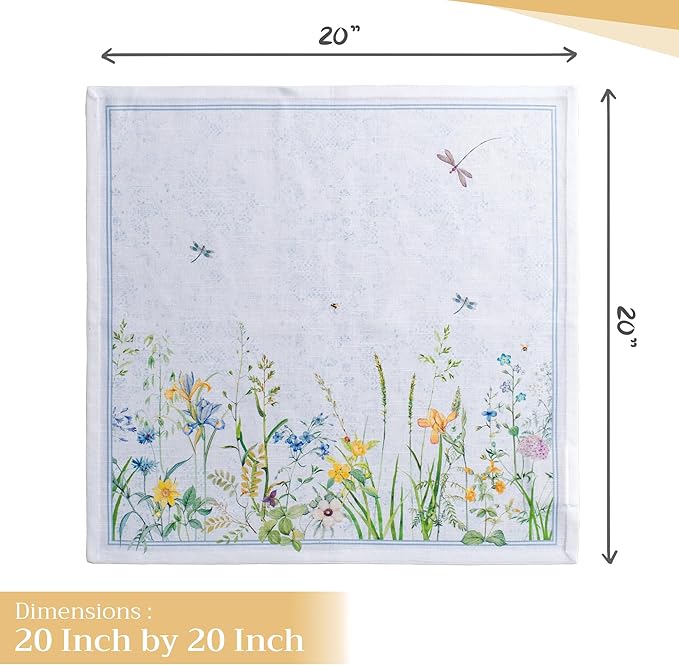 Maison d' Hermine Cloth Napkins Set of 4 100% Cotton Everyday Reusable Square Napkins Cloth Washable Dinner Party Wedding Restaurant Valentines Day Decorations Spring/Summer (Fleurs De Mai, 20" x 20")