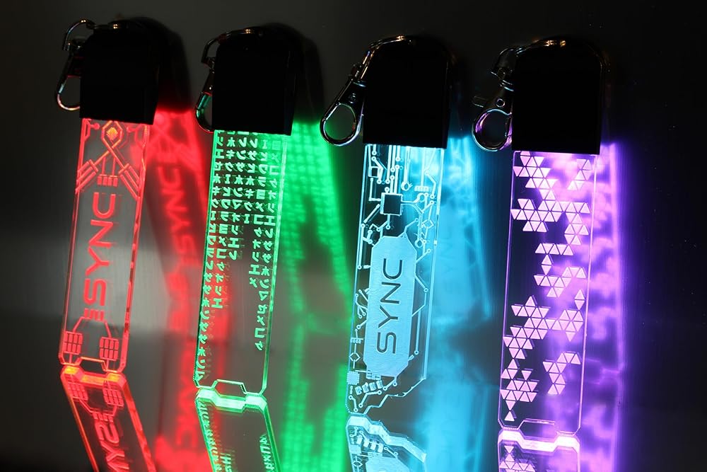 Futuristic Cyber LED Keychain | Different Designs - Circuit Board, Green Code, Binary Code, Personalised | Gift For Programmer Gamer