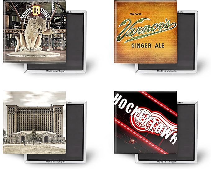 You Choose - Set of Four Detroit Magnets - Mix or Match - Made in Michigan