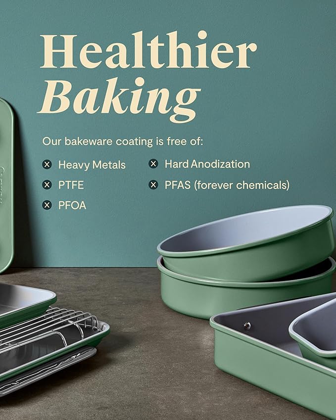 Caraway Non-Stick Ceramic Large Baking Sheet Sheet - Naturally Slick Ceramic Coating - Non-Toxic, PTFE & PFOA Free - Perfect for Baking, Roasting, and More - Large (18" x 13") - Sage