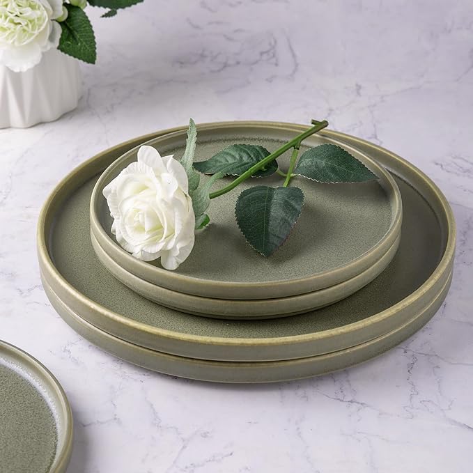 AmorArc Stoneware Dinnerware Sets for 6,Reactive Ceramic Plates and Bowls Set,Highly Chip and Crack Resistant | Dishwasher & Microwave Safe | Round Dishes Set Service for 6 (18pc)