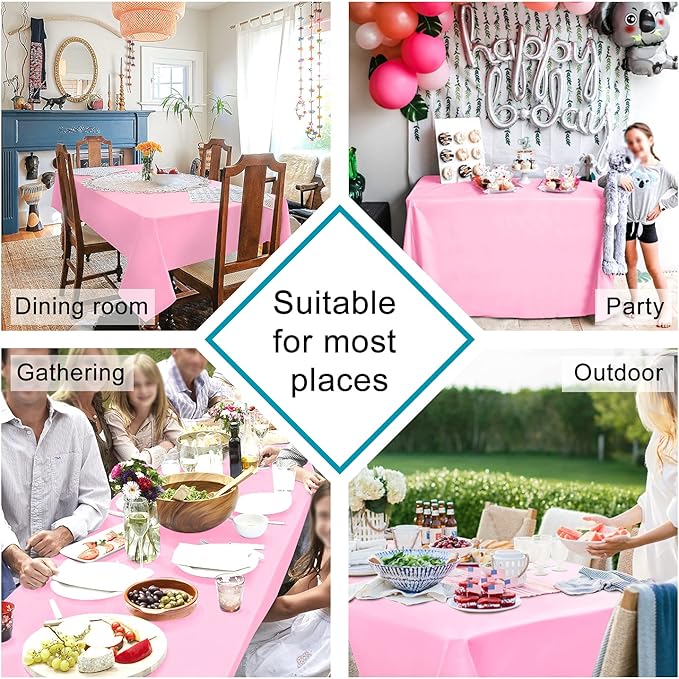 Hiasan Pink Tablecloth for Rectangle Tables - Waterproof and Spillproof Washable Fabric Table Cloth for Dining Room Kitchen Party, 52 x 70 Inch