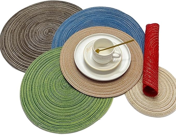 1pc Weave Non-Slip Placemat Cotton Dining Table Mat Coffee Pads Heat Placemat for Home Wedding Decor(K,18cm)