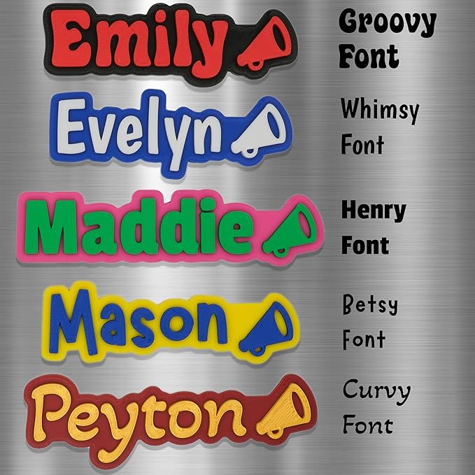 Custom Magnets for Fridge and Locker – 3D Printed Two-Color Name Design with Cheerleading Icon – Personalized Magnets with Strong Grip & Made of Durable PLA