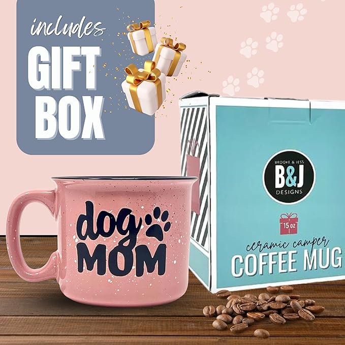 Cute Funny Large 15 oz Coffee Mug for Dog Lovers - Dog Mom, Dog Dad, Fur Mama - Unique Fun Gifts for Her, Dad, Mom, Sister, Teacher, Coworkers - Coffee Cups & Mugs with Quotes