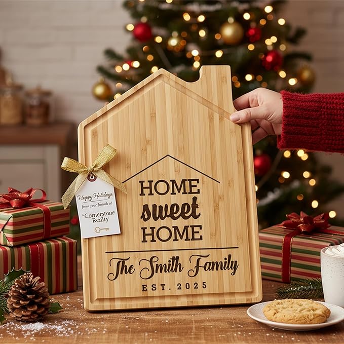 Personalized Cutting Board, Custom Housewarming Gift for New Homeowners, Engraved Home Sweet Home Charcuterie Board, Unique Couple Gift, Handmade Wood Kitchen Décor by Straga (At Home 941)