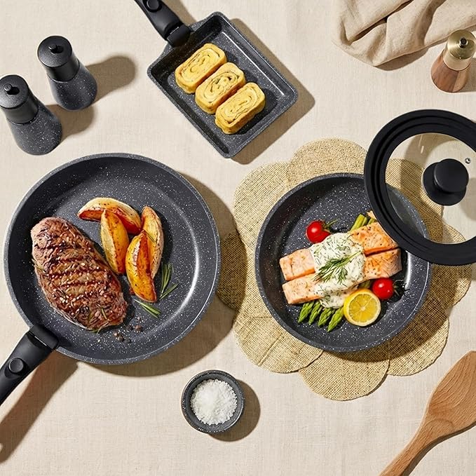 GiPP Ceramic Pots and Pans Set Non Stick, Nonstick Detachable Handle Cookware Sets, Healthy Non Toxic PFAS PFOA & PTFE Free, Dishwasher ＆Oven Safe, Induction Kitchen Pot and Pan, 17 Piece Gray