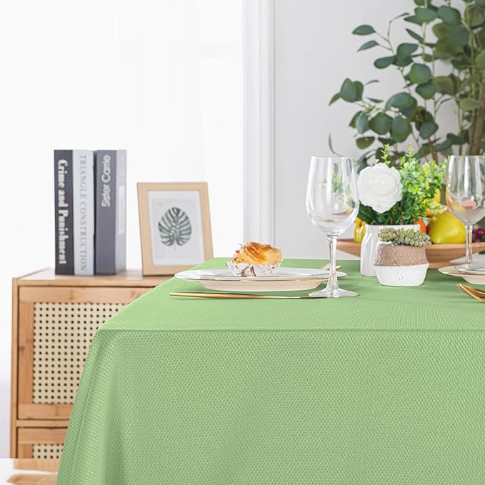 Hiasan 70 X 70 Inch Square Textured Tablecloth - Waterproof Spillproof Antiwrinkle Jacquard Table Cloth for Kitchen and Dining Dinner, Outdoor Picnic, Holiday and Parties, Light Sage Green