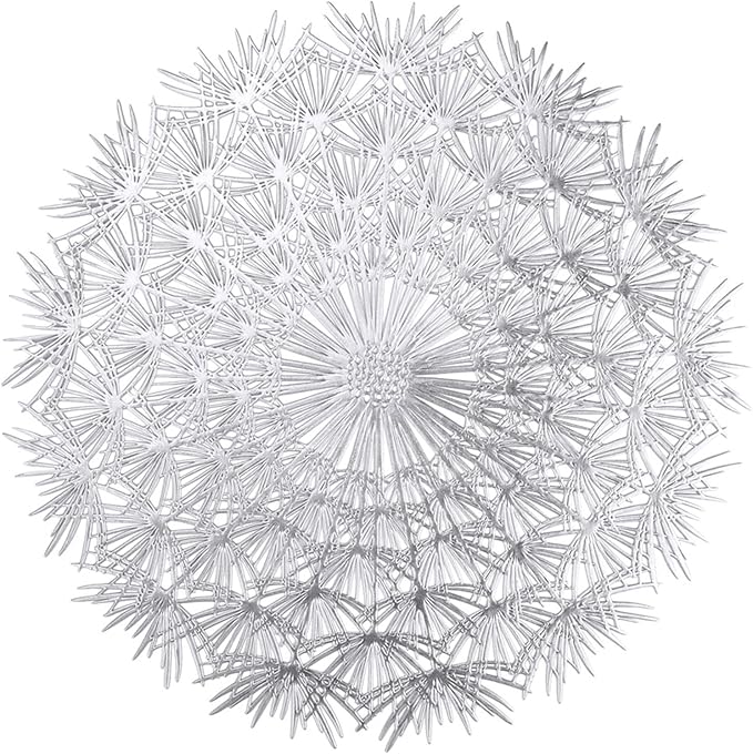 Placemats Elegant Tablemats Dandelion Flower Shape Placemats Place Mats for Kitchen Dining Table Holiday Wedding(Sliver,8Pcs)