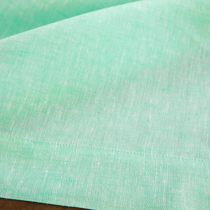 Solino Home Linen Tablecloth 60 x 120 Inch - 100% Pure Linen Chambray Aqua Table Cloth for Rectangle Tables - Athena, Machine Washable Tablecloth for Winter, Spring, Easter